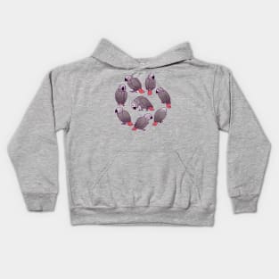 African Grey Parrot Flock Kids Hoodie